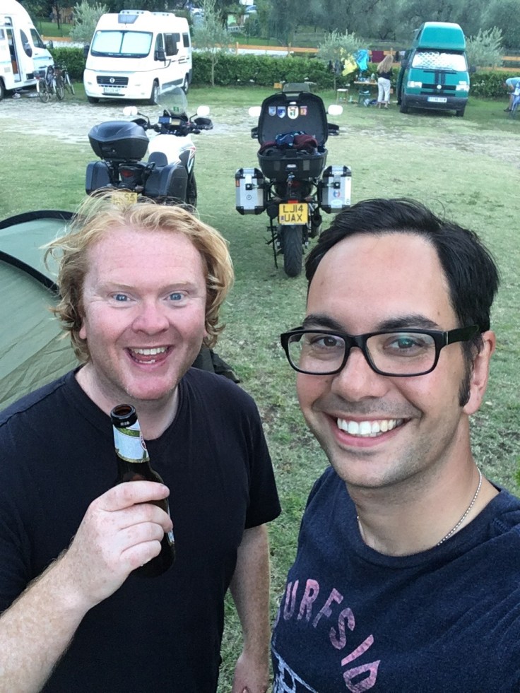 Motorcycle touring through Italy. Camping in Bellagio on Lake Como.